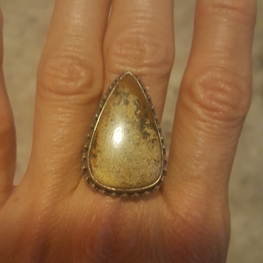 Silver Ring With Triangular Stone - image 1